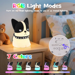 Gefaxi squishy puppy nightlight RGB mode offers seven hues for playful or calming color schemes.