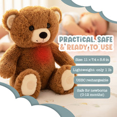 Gemma Joy baby sleep soother brown bear on-the-go shows portable design for soothing anywhere