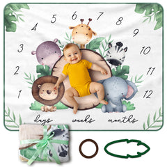 Generic Baby Milestone Blanket safari-scene backdrop for memorable growth photos.
