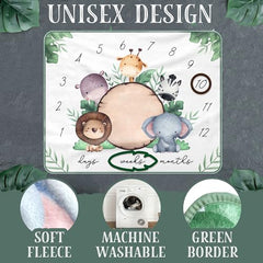 Generic Baby Milestone Blanket lion design provides a playful backdrop for monthly growth photos.