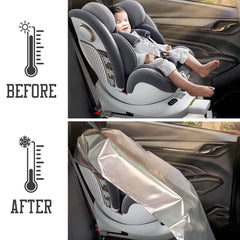 Generic car seat sun shade cover closeup shows breathable fabric and stitching