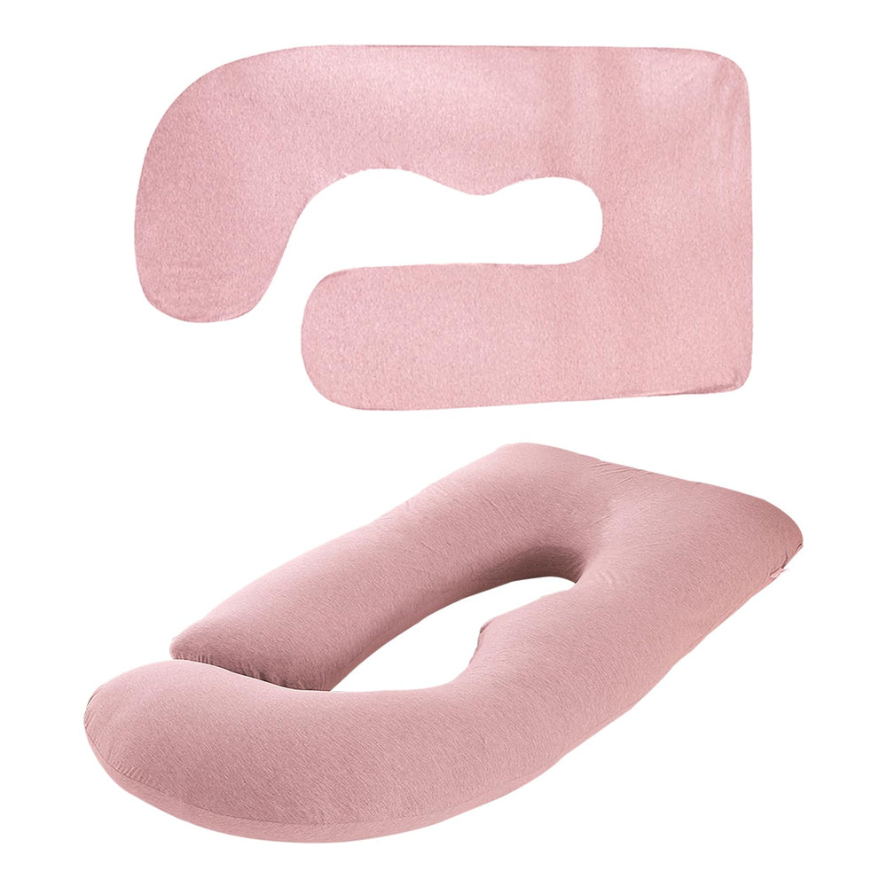 Generic cooling pregnancy pillow cover pink on bed for cooler sleep