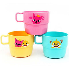 Generic cute character cups set of three colors, front view, ideal for everyday hydration.