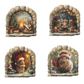 Generic four-sheets Christmas 3D mouse hole wall sticker pack adds festive whimsy to walls.
