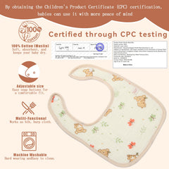 Generic Muslin Baby Bibs adjustable snaps to fit growing babies from newborn to 18 months.