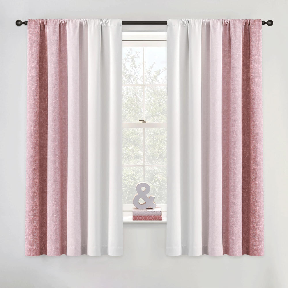 Geomoroccan ombre curtains pink-white gradient provide stylish room darkening and privacy.