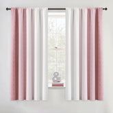 Geomoroccan ombre curtains pink-white gradient provide stylish room darkening and privacy.