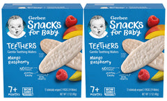 Gerber Mango Raspberry teething wafer closeup showing real fruit flavor for soothing gums