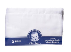 Gerber Prefold Premium 6-Ply Cloth Diapers with soft cotton lining for comfort and absorbency.