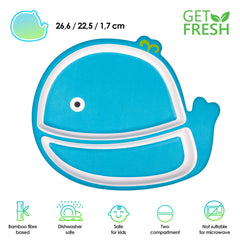 GET FRESH busy bee design plate supports independent eating with bright artwork.