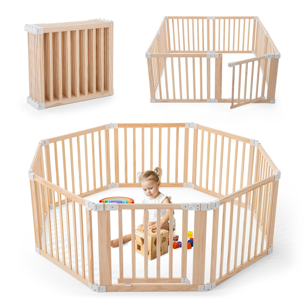 Gewitt foldable wooden playpen full setup for safe indoor play