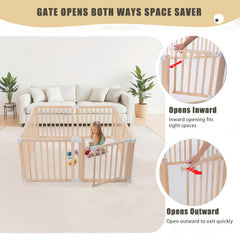 Gewitt foldable wooden playpen locking gate in use