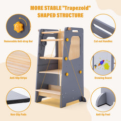 Gewitt Toddler Standing Tower height adjustment shows 38 and 45 inches.