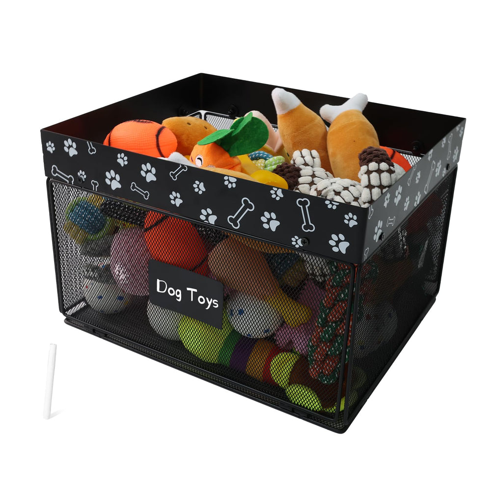 Geyecete dog toy bin large chew-proof storage keeps toys organized and accessible.