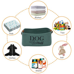 Geyecete square dog toy basket green inside keeps clutter organized.