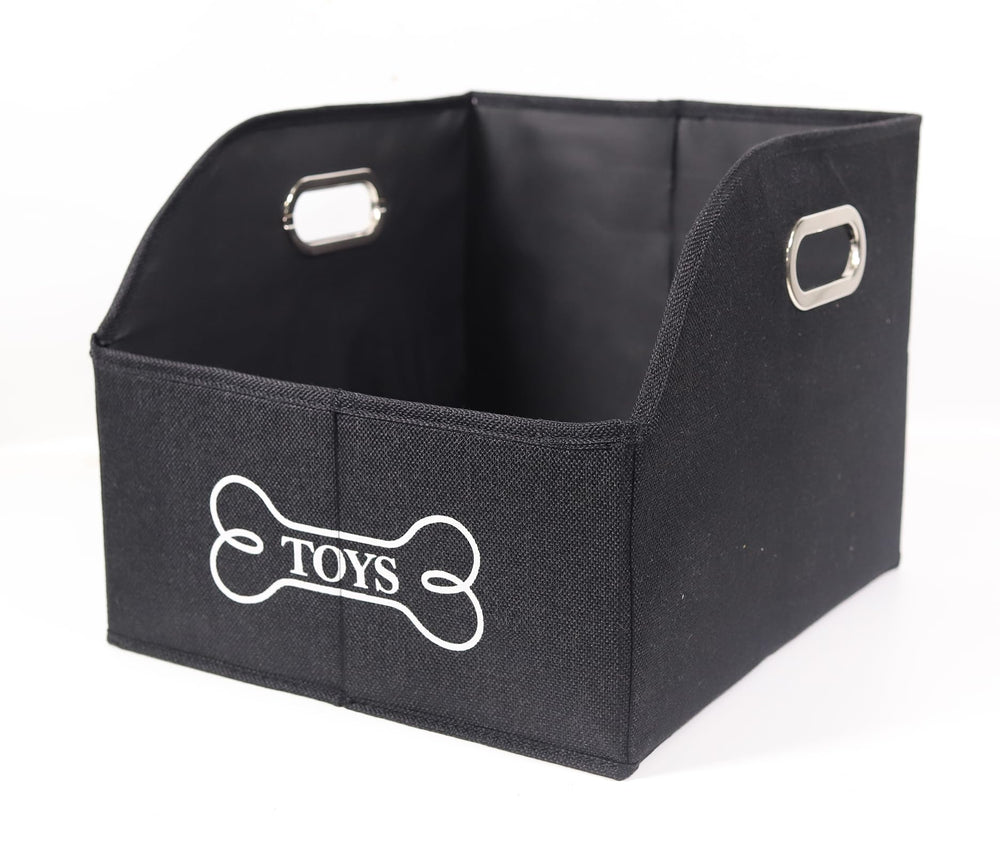 Geyecete storage bin organizer in black front view helps declutter living spaces.