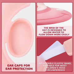 Geyoga Baby Shower Cap Pink Material Close-Up, waterproof silicone for easy cleaning.