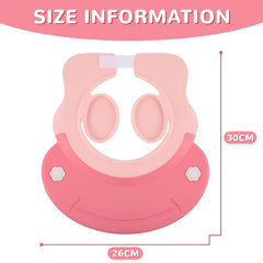 Geyoga Baby Shower Cap Pink Side View with adjustable buckle for secure wear during baths.