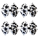 GFLPO cow print hair bow clip with secure alligator grip for fine hair