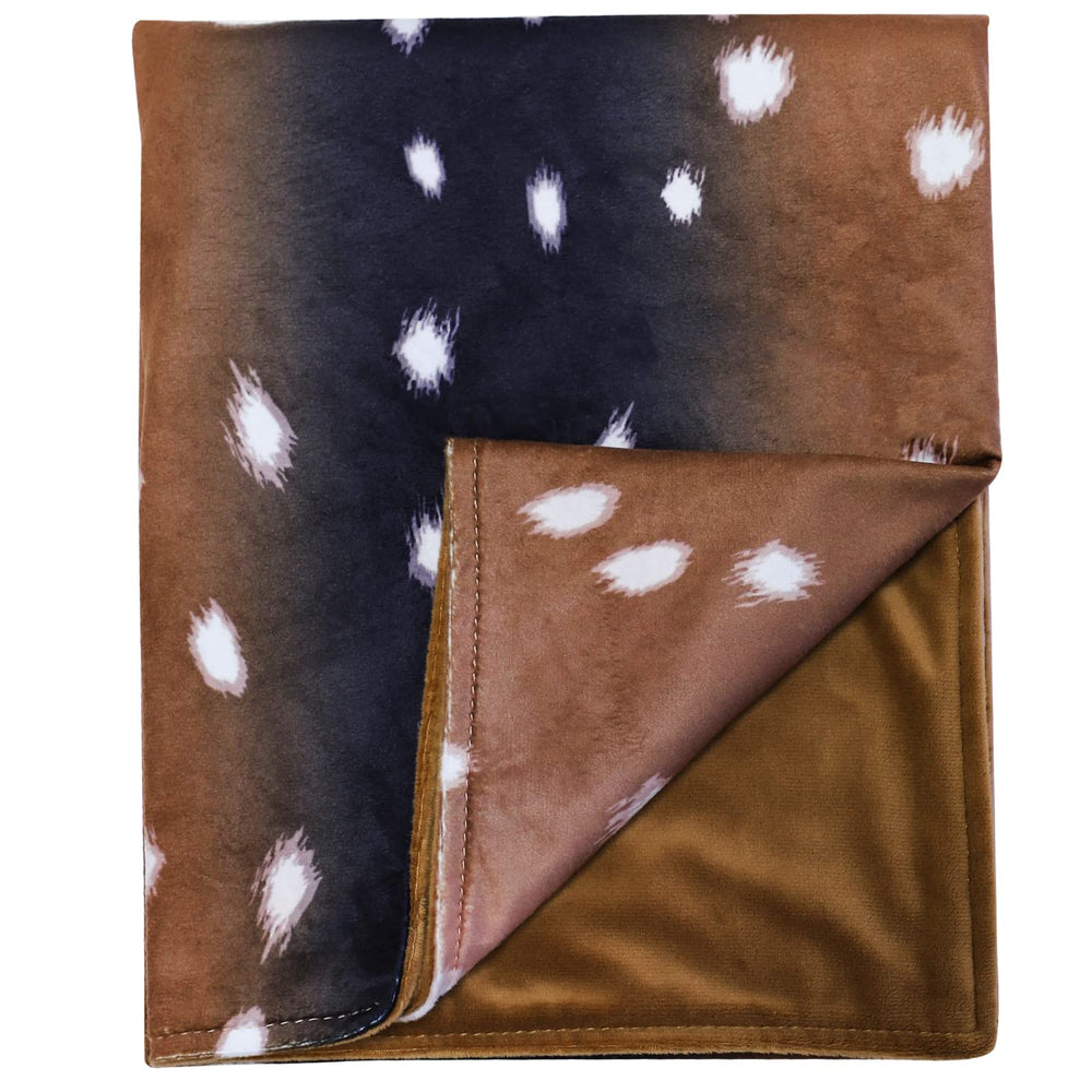 GFU baby blanket with deer skin print showing cozy warmth and breathable comfort