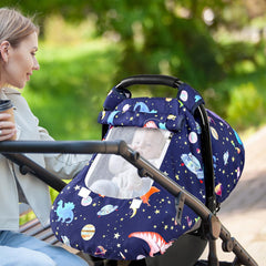 GFU car seat cover with Minky dot backing feels soft against skin