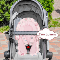 GFU pink stars stroller cushion adds cheerful styling and comfort
