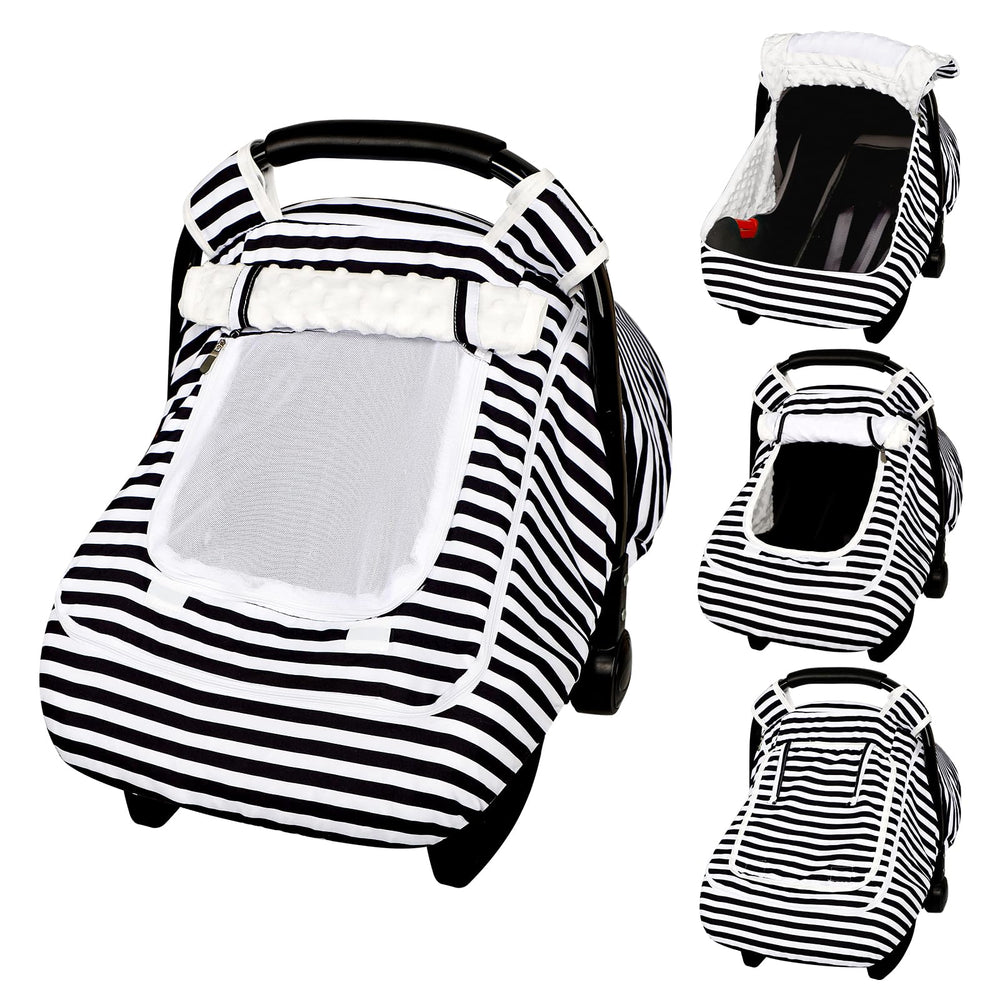 GFU car seat cover with warmth and Minky Dots for cozy winter travel