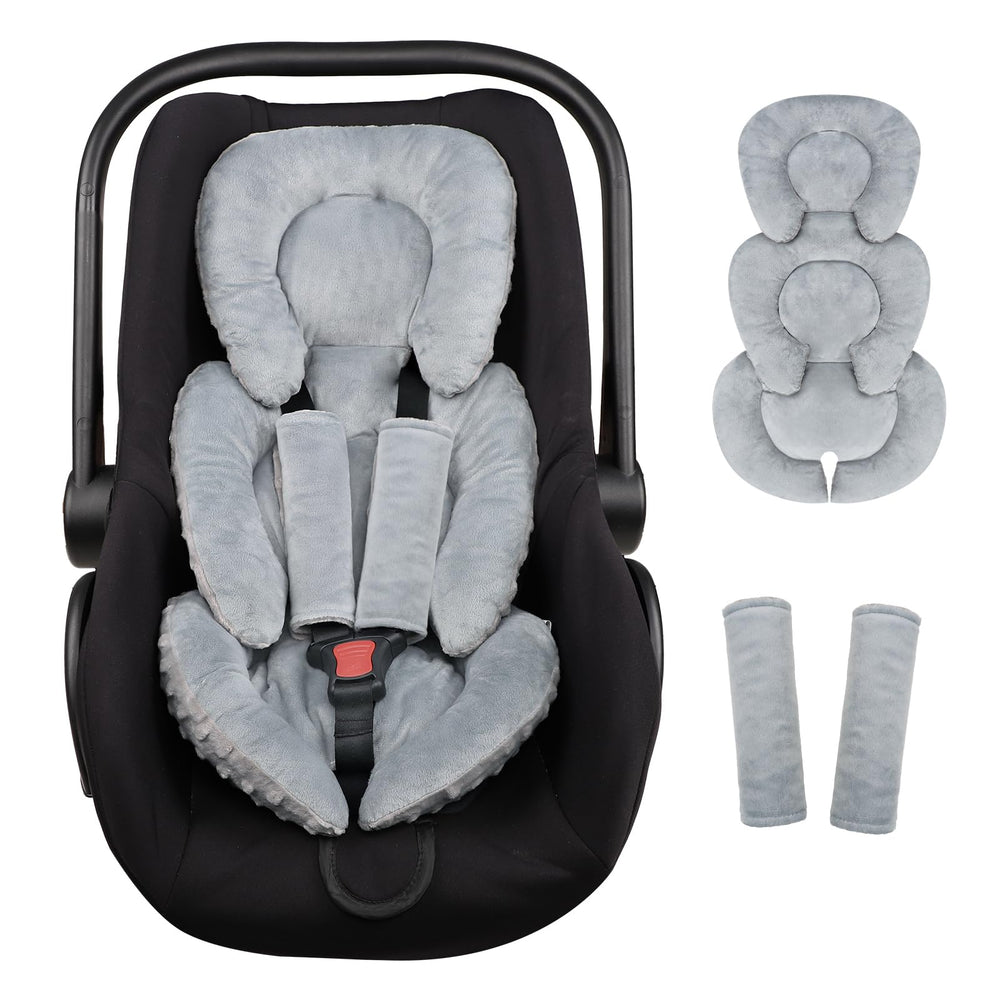 GFU infant car seat insert head-support provides neck comfort during car rides.