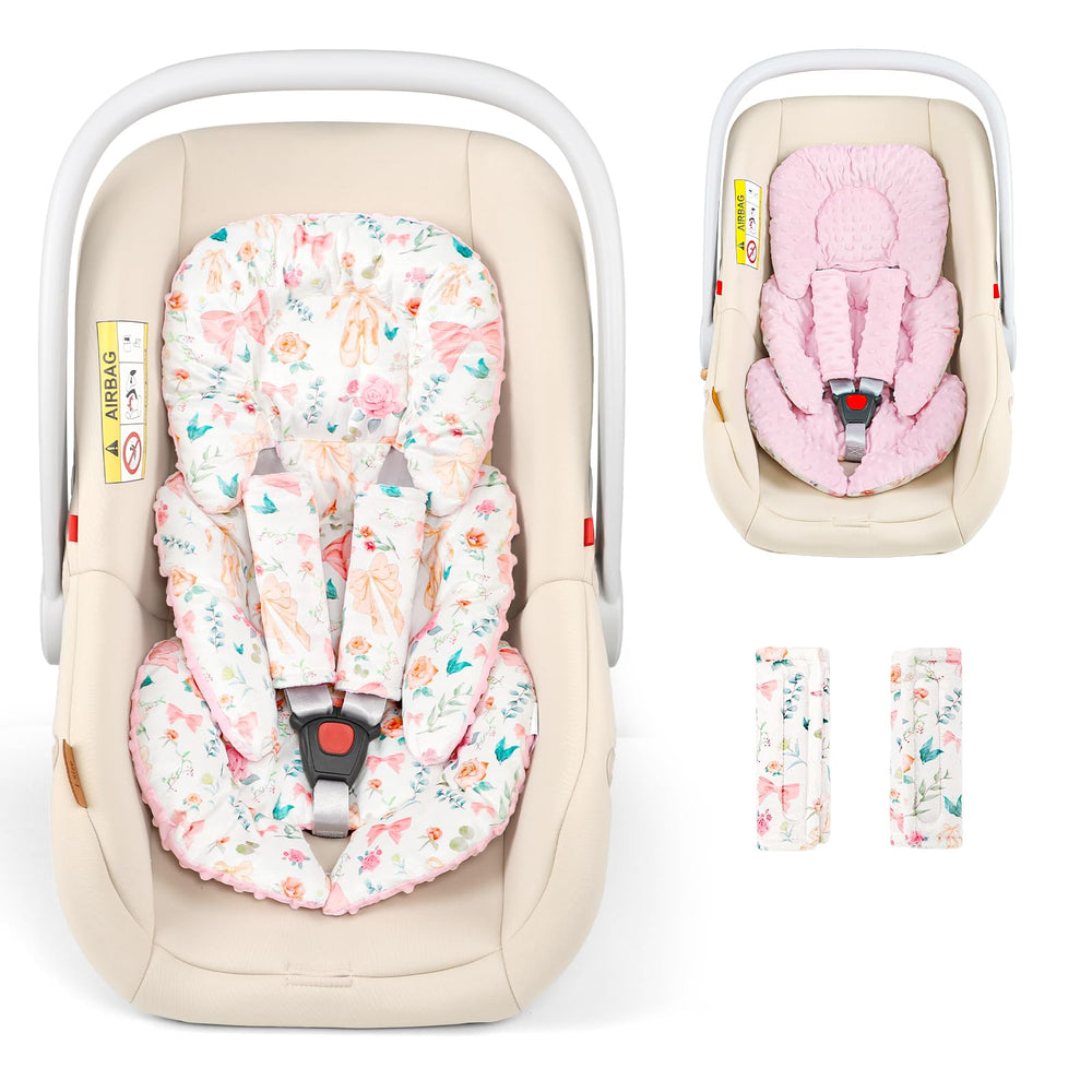 GFU infant seat insert head support keeps baby's head comfy on trips.
