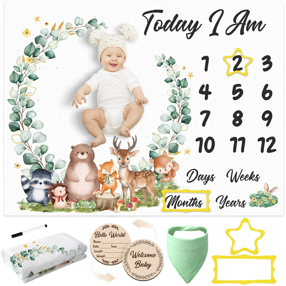 GGSTDDUP baby milestone blanket safari animals β soft surface for cozy, memorable newborn photos