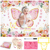 GGSTDDUP butterfly milestone blanket pink for monthly photos