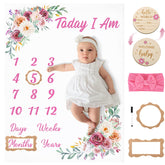 GGSTDDUP floral milestone blanket provides a charming backdrop for baby growth photos