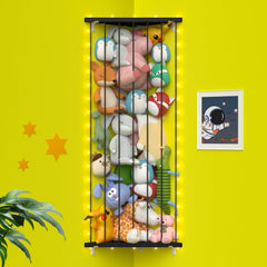 GGUO corner stuffed animal storage net assembled in a tight corner for space-saving organization