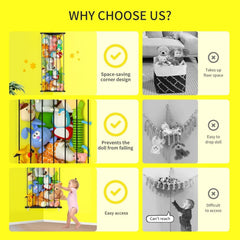 GGUO plush organizer with adjustable height reaching plushies easily