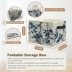 Ghoaoivo chinoiserie blue floral storage bin opened for roomy toy storage.