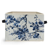 Ghoaoivo chinoiserie blue floral storage bin folded for space-saving organization.