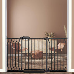 Ghthes Felle 53-57.5 inch gate shown in an extra-wide doorway for versatile safety.