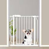 Ghthes Felle gate on narrow stairs offers secure spacing for toddlers and pets.