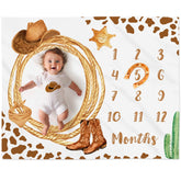 Gicoherero Cowboy Milestone Blanket visualizes monthly growth for memory-keeping photos