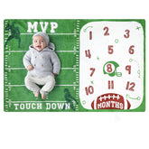Gicoherero football baby monthly milestone blanket with unfolded field design for vibrant photo sessions