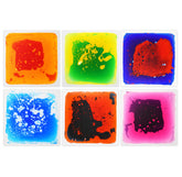 Gift Boutique sensory floor tiles 6-pack top view with color liquid swirls for tactile play and exploration
