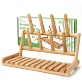 GiftAmaz bamboo baby bottle drying rack assembled for sturdy natural kitchen organization.