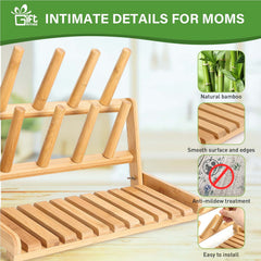 GiftAmaz bamboo bottle-drying-rack wooden-mat closeup shows smooth surface and rounded edges.