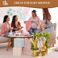 GiftAmaz wooden baby crate with handle demonstrates dual storage and hanging functionality.
