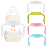 Giftophilia baby bottle handles show Mam compatibility for a secure feeding grip