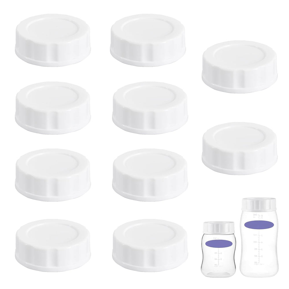 Giftophilia travel lids on Lansinoh bottle cap prevent leaks during trips.