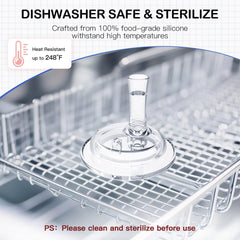 Giftophilia narrow neck compatibility image shows easy fit for Dr Browns bottles