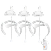 Giftophilia sippy cup conversion kit attaches to Dr Brown wide-mouth bottles for a smooth transition.