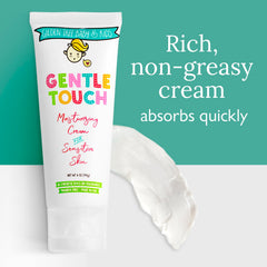 Gilden Tree Baby Cream being gently rubbed on a child's leg for dry skin relief.