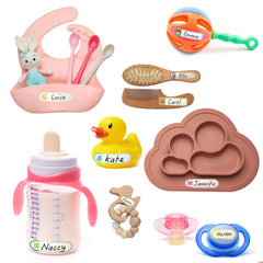 Giliger daycare self-laminating labels enable durable name tagging on cups.